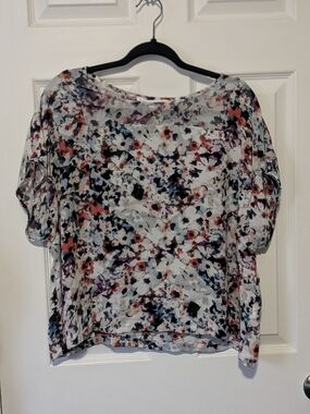 Violet + Claire Women Short Sleeve Abstract Flower Pattern Blouse Sz XL EUC